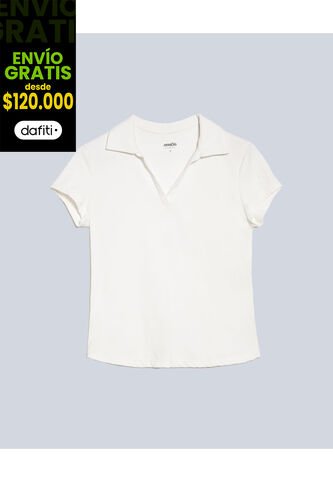 Polo Para Mujer Manga Corta Color Marfil Marca Atmos #31110010 Atmos