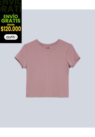 Camiseta Para Mujer Manga Corta Cuello Redondo Color Lila Marca Atmos #31090221 Atmos