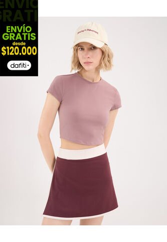 Camiseta Para Mujer Manga Corta Cuello Redondo Color Lila Marca Atmos #31090223 Atmos