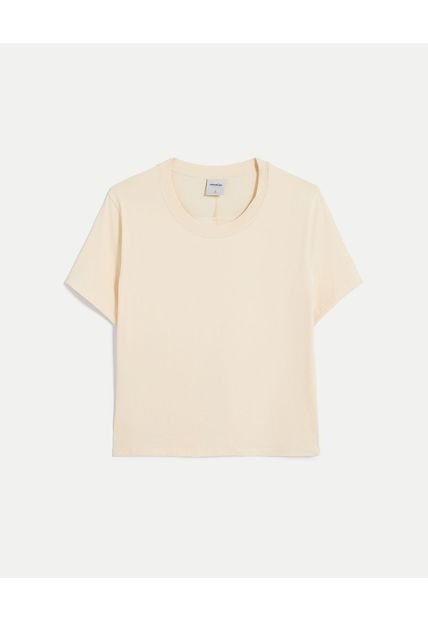 Camiseta Para Mujer Manga Corta Cuello Redondo Color Crema Marca Atmos #31090262