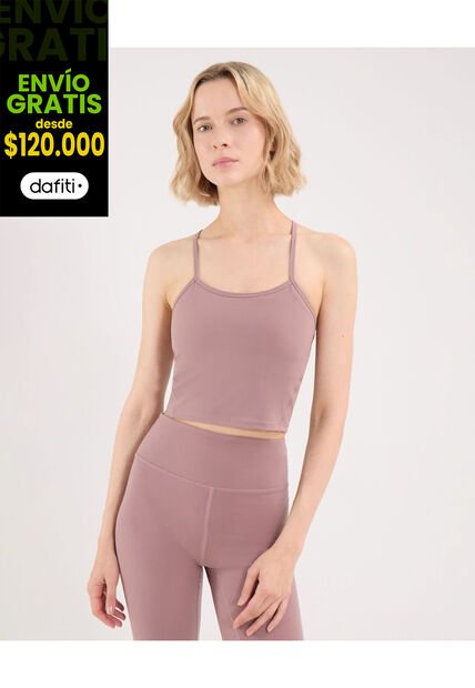 Camiseta Para Mujer Crop Top Color Lila Marca Atmos #31090227