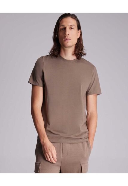 Camiseta Regular Fit Manga Corta  Para Hombre Café Atmos