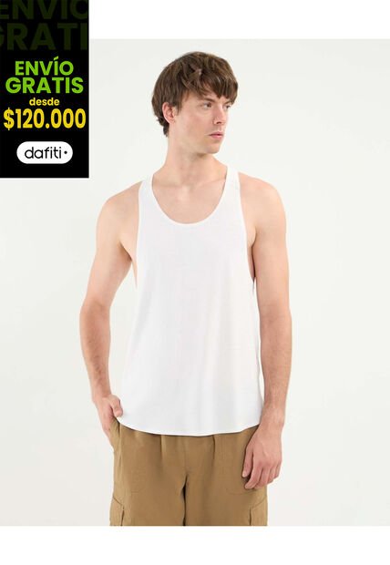 Camiseta Para Hombre Manga Sisa Cuello Redondo Color Marfil Marca Atmos #32090207