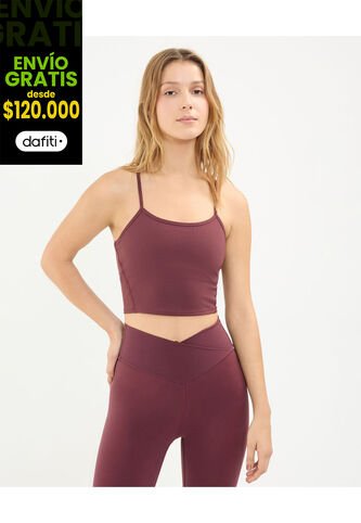 Camiseta Para Mujer Crop Top Manga Sisa Color Vino Marca Atmos #31090190 Atmos