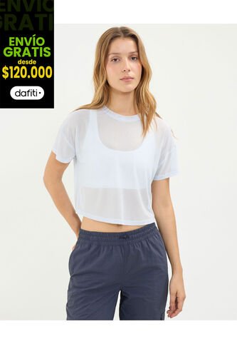 Camiseta Para Mujer Manga Corta Cuello Redondo Color Azul Marca Atmos #31090248 Atmos