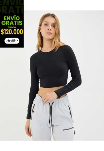 Camiseta Para Mujer Manga Larga Cuello Redondo Color Negro Marca Atmos #31090210 Atmos