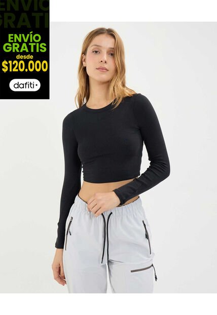 Camiseta Para Mujer Manga Larga Cuello Redondo Color Negro Marca Atmos #31090210