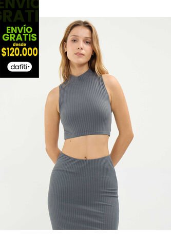 Camiseta Para Mujer Manga Sisa Cuello Alto Color Gris Marca Atmos #31090213 Atmos