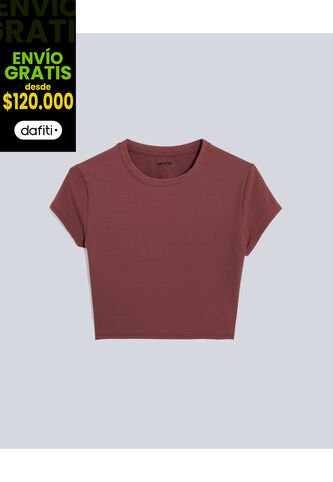 Camiseta Para Mujer Manga Corta Cuello Redondo Color Vino Marca Atmos #31090222 Atmos