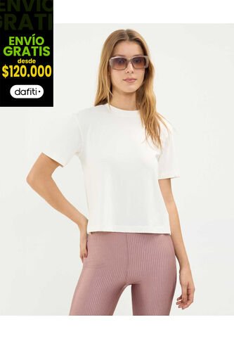 Camiseta Para Mujer Manga Corta Cuello Redondo Color Marfil Marca Atmos #31090215 Atmos