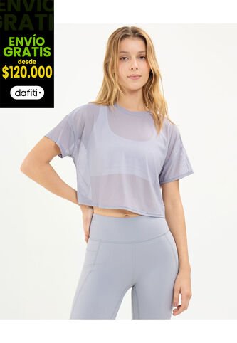 Camiseta Para Mujer Manga Corta Cuello Redondo Color Gris Claro Marca Atmos #31090231 Atmos