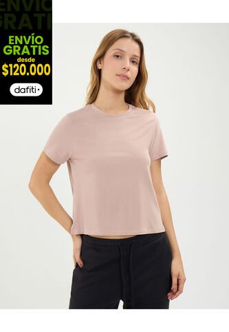 Camiseta Para Mujer Manga Corta Cuello Redondo Color Rosado Marca Atmos #31090202 Atmos