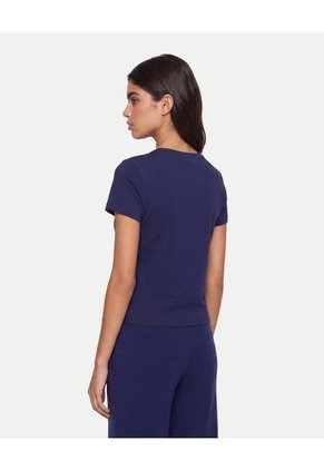 Camiseta Boxy Básica  Para Mujer Azul Atmos