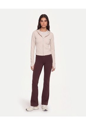 Buzo Crop Full Zipper Hoodie Plush  Para Mujer Beige Atmos