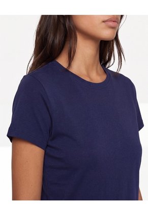 Camiseta Boxy Básica  Para Mujer Azul Atmos