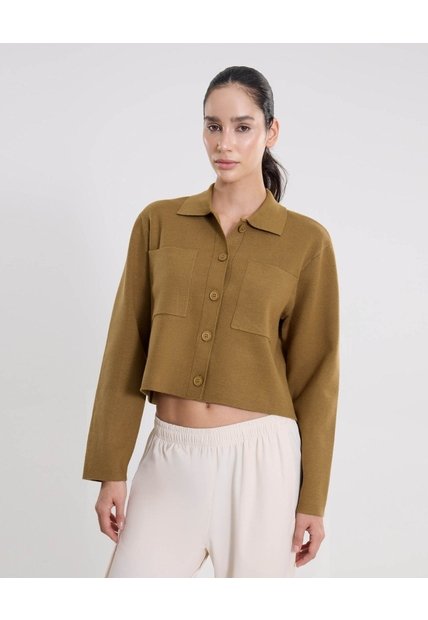 Saco Corto Abierto Con Bolsillos  Para Mujer Verde Atmos