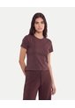 Camiseta Boxy Básica  Para Mujer Café Atmos de Atmos