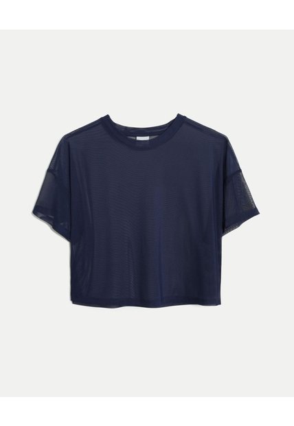 Camiseta Manga Corta En Mesh  Para Mujer Azul Atmos