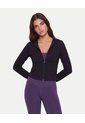 Buzo Crop Full Zipper Hoodie Plush  Para Mujer Negro Atmos de Atmos