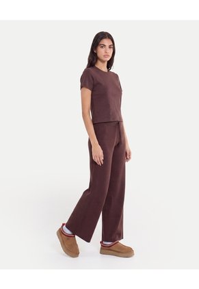 Camiseta Boxy Básica  Para Mujer Café Atmos