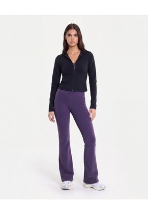 Buzo Crop Full Zipper Hoodie Plush  Para Mujer Negro Atmos