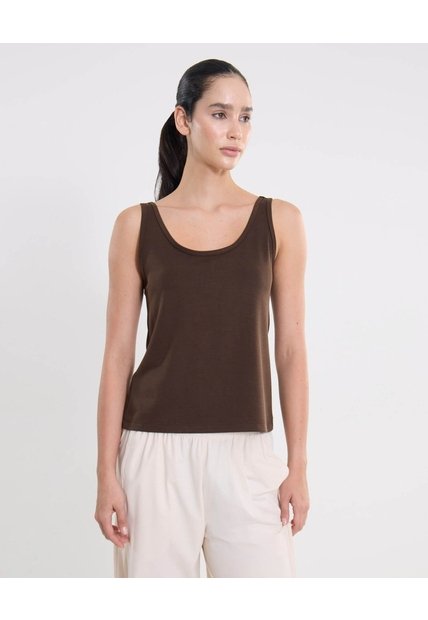 Camiseta Sin Mangas Ligera Plush  Para Mujer Café Atmos