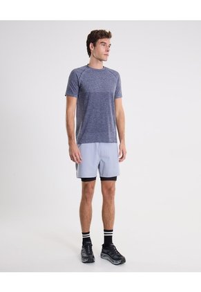 Short Training Largo Con Biker Interno  Para Hombre Gris Atmos