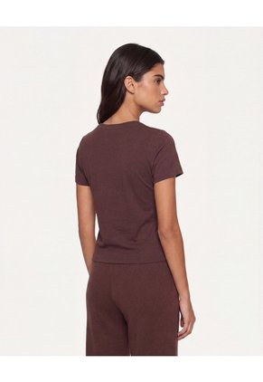 Camiseta Boxy Básica  Para Mujer Café Atmos
