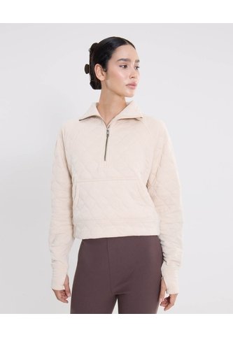 Chaqueta Acolchada Half Zipper Fit Relajado  Para Mujer Crema Atmos Atmos