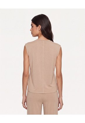 Camiseta Manga Sisa Amplia Plush Para Mujer Crema Atmos