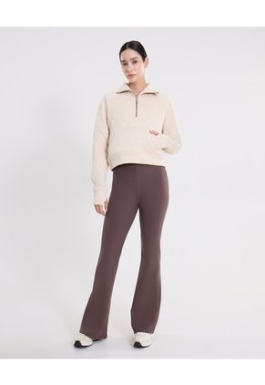 Chaqueta Acolchada Half Zipper Fit Relajado  Para Mujer Crema Atmos
