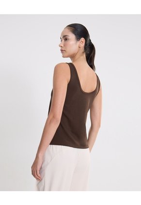 Camiseta Sin Mangas Ligera Plush  Para Mujer Café Atmos