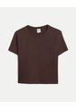 Camiseta Boxy Básica  Para Mujer Café Atmos de Atmos