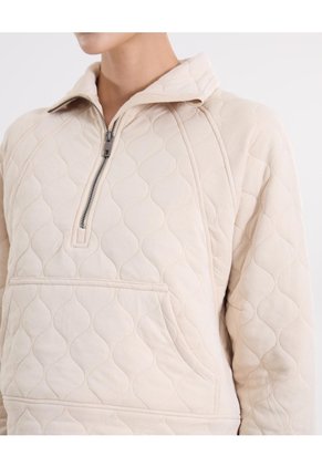 Chaqueta Acolchada Half Zipper Fit Relajado  Para Mujer Crema Atmos