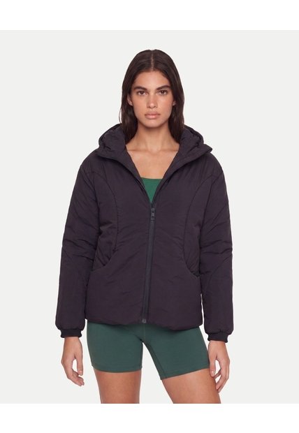 Chaqueta Acolchada Con Cortes Laterales  Para Mujer Negro Atmos
