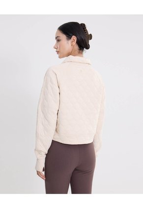 Chaqueta Acolchada Half Zipper Fit Relajado  Para Mujer Crema Atmos