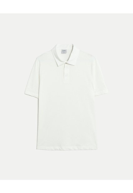 Polo Manga Corta Algodón  Para Hombre Blanco Atmos
