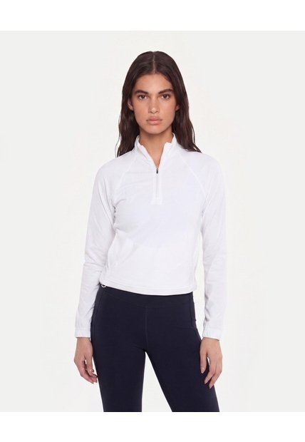 Buzo Deportivo Half Zipper  Para Mujer Blanco Atmos