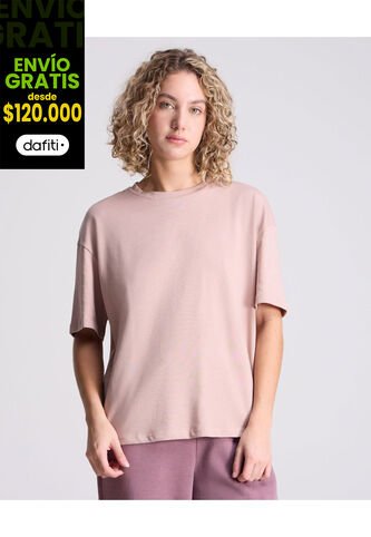 Camiseta Para Mujer Manga Corta Cuello Redondo Color Rosado Marca Atmos #31090206 Atmos