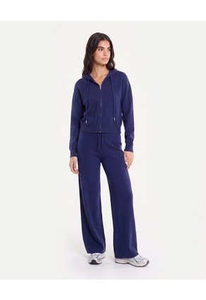 Pantalón Tejido Con Cordón Ajustable Para Mujer Azul Atmos