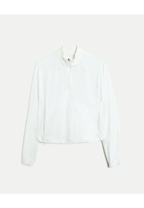 Buzo Deportivo Half Zipper  Para Mujer Blanco Atmos