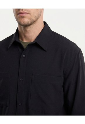 Camisa Técnica Con Bolsillo Práctica  Para Hombre Negro Atmos