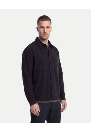 Camisa Técnica Con Bolsillo Práctica  Para Hombre Negro Atmos