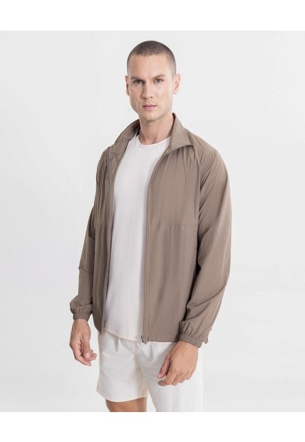 Chaqueta Rompevientos Cortes Técnicos  Para Hombre Café Atmos