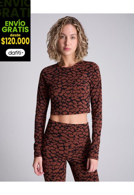 Crop Top Para Mujer Manga Larga Color Café  Marca Atmos #31090185