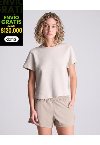 Camiseta Para Mujer Manga Corta Cuello Redondo Color Beige Marca Atmos #31090194 Atmos