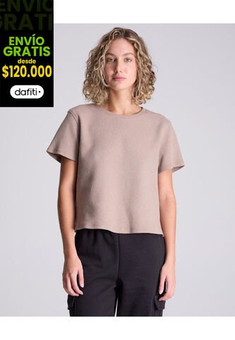 Camiseta Para Mujer Manga Corta Cuello Redondo Color Café Claro Marca Atmos #31090195 Atmos