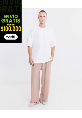 Pantalon Barrel En Burda Liviana  Para Hombre Crema Atmos Atmos