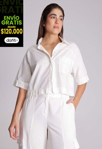 Camisa Para Mujer Manga Corta Color Crema Marca Atmos #31010007 Atmos