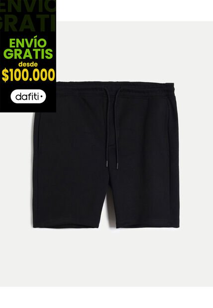 Bermuda Básica Plush  Para Hombre Negro Atmos